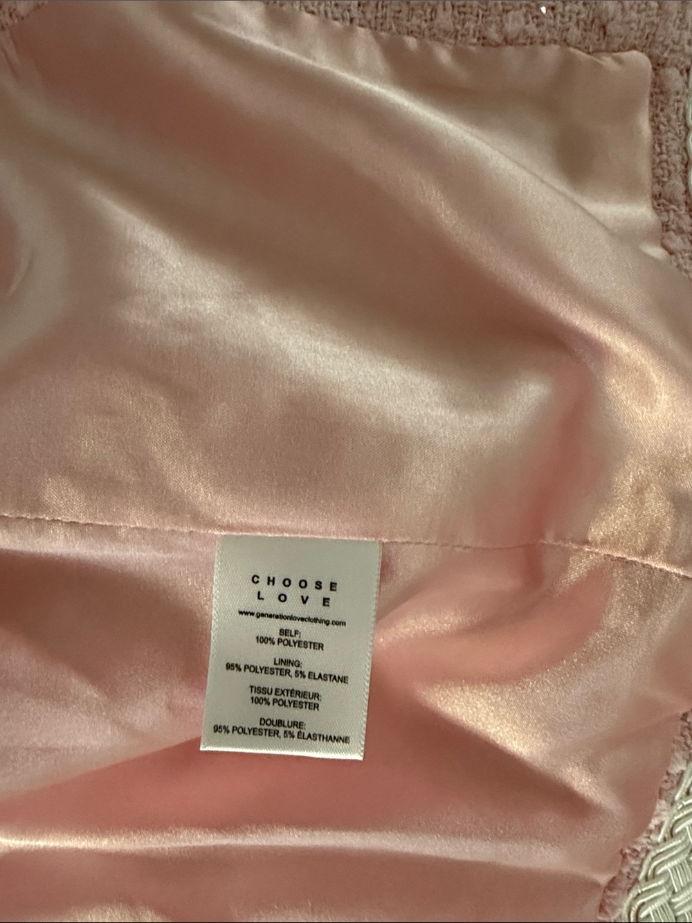 Generation Love Pink Tweed Pearl-Button Cropped Blazer with Cream Trim - Picture 4 of 6